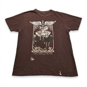 Bon Jovi The Circle Tour 2010 Concert Graphic T-Shirt Brown Mens L Distressed